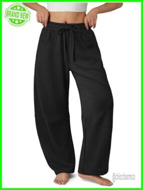 Barrel Sweatpants Wide Leg Baggy Lounge Pants Cotton Drawstring